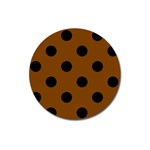 Polka Dots - Black on Chocolate Brown Magnet 3  (Round)