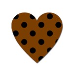 Polka Dots - Black on Chocolate Brown Magnet (Heart)