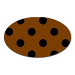 Polka Dots - Black on Chocolate Brown Magnet (Oval)