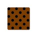 Polka Dots - Black on Chocolate Brown Magnet (Square)