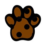 Polka Dots - Black on Chocolate Brown Magnet (Paw Print)