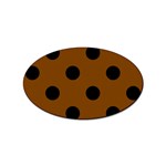 Polka Dots - Black on Chocolate Brown Sticker (Oval)