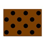 Polka Dots - Black on Chocolate Brown Sticker A4 (10 pack)