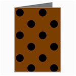 Polka Dots - Black on Chocolate Brown Greeting Card