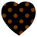 Polka Dots - Chocolate Brown on Black Jigsaw Puzzle (Heart)