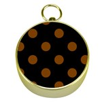 Polka Dots - Chocolate Brown on Black Gold Compass