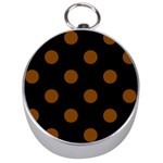 Polka Dots - Chocolate Brown on Black Silver Compass