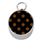 Polka Dots - Chocolate Brown on Black Silver Compass (Mini)