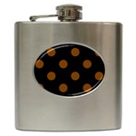 Polka Dots - Chocolate Brown on Black Hip Flask (6 oz)