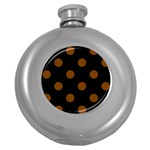 Polka Dots - Chocolate Brown on Black Hip Flask (5 oz)