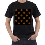 Polka Dots - Chocolate Brown on Black Men s T-Shirt (Black)