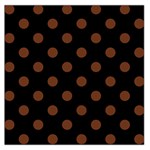 Polka Dots - Auburn Brown on Black Large Satin Scarf (Square)