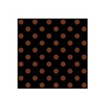 Polka Dots - Auburn Brown on Black Satin Bandana Scarf