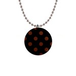 Polka Dots - Auburn Brown on Black 1  Button Necklace