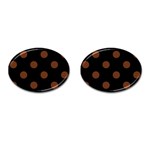 Polka Dots - Auburn Brown on Black Cufflinks (Oval)