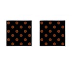 Polka Dots - Auburn Brown on Black Cufflinks (Square)