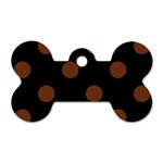 Polka Dots - Auburn Brown on Black Dog Tag Bone (One Side)