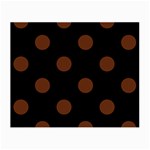 Polka Dots - Auburn Brown on Black Small Glasses Cloth (2 Sides)