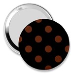 Polka Dots - Auburn Brown on Black 3  Handbag Mirror