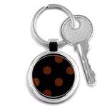 Polka Dots - Auburn Brown on Black Key Chain (Round)