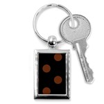 Polka Dots - Auburn Brown on Black Key Chain (Rectangle)