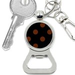 Polka Dots - Auburn Brown on Black Bottle Opener Key Chain