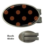 Polka Dots - Auburn Brown on Black Money Clip (Oval)