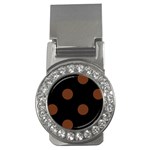 Polka Dots - Auburn Brown on Black Money Clip (CZ)