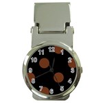 Polka Dots - Auburn Brown on Black Money Clip Watch