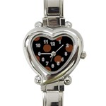 Polka Dots - Auburn Brown on Black Heart Italian Charm Watch