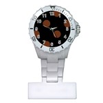 Polka Dots - Auburn Brown on Black Nurses Watch