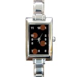 Polka Dots - Auburn Brown on Black Rectangle Italian Charm Watch