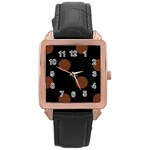 Polka Dots - Auburn Brown on Black Rose Gold Leather Watch