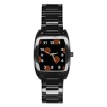 Polka Dots - Auburn Brown on Black Stainless Steel Barrel Watch