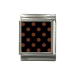 Polka Dots - Auburn Brown on Black Italian Charm (13mm)