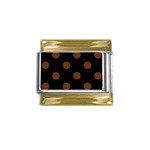 Polka Dots - Auburn Brown on Black Gold Trim Italian Charm (9mm)