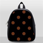 Polka Dots - Auburn Brown on Black School Bag (Small)