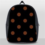 Polka Dots - Auburn Brown on Black School Bag (Large)