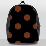 Polka Dots - Auburn Brown on Black School Bag (XL)