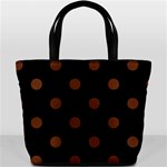 Polka Dots - Auburn Brown on Black Bucket Bag