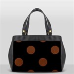 Polka Dots - Auburn Brown on Black Classic Oversize Office Handbag (Two Sides)