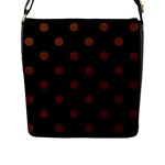 Polka Dots - Auburn Brown on Black Flap Closure Messenger Bag (L)