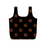 Polka Dots - Auburn Brown on Black Full Print Recycle Bag (S)