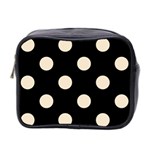 Polka Dots - Champagne Orange on Black Mini Toiletries Bag (Two Sides)