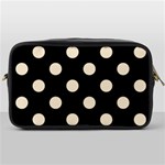 Polka Dots - Champagne Orange on Black Toiletries Bag (One Side)