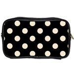 Polka Dots - Champagne Orange on Black Toiletries Bag (Two Sides)