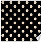 Polka Dots - Champagne Orange on Black Canvas 12  x 12 