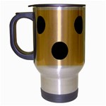 Polka Dots - Black on Peach Orange Travel Mug (Silver Gray)