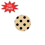 Polka Dots - Black on Peach Orange 1  Mini Button (100 pack)