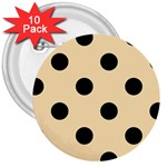 Polka Dots - Black on Peach Orange 3  Button (10 pack)